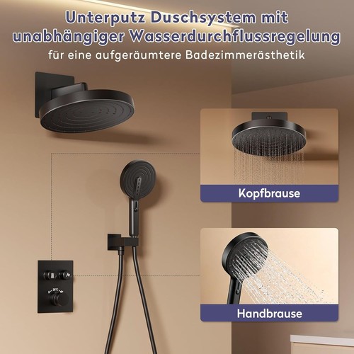 Schwarz unterputz duscharmatur - schwarz,